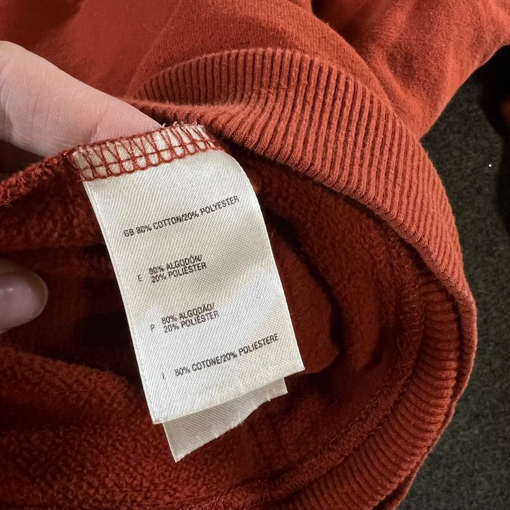 The North Face Mens Large Burnt Orange Logo Pullover Hoodie Sweatshirt Rust
